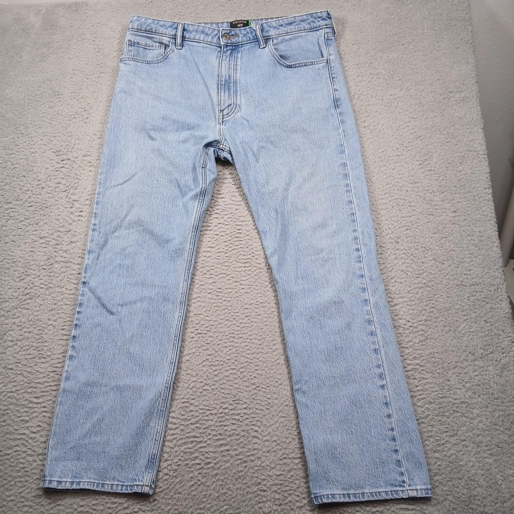 Dockers Jeans Mens 36 Light Wash Straight Leg Denim 5 Pocket Classic Blue Casual